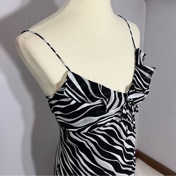 Vintage Express Y2K zebra animal print mini dress small party summer Dainty Rare - Picture 4 of 13